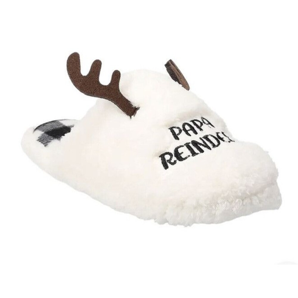 Slippers For Men Size Large With Color White Papa Comfy One Size Fit Reindeer